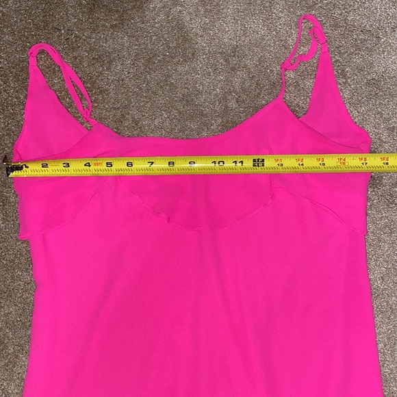 “Naked Zebra” Neon pink spaghetti strap top with ruffled front and back. Size S - Picture 11 of 14